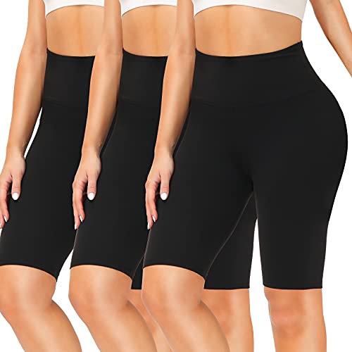 SIMIYA Radlerhose Damen Kurze Leggings, Sporthose kurz High Waist Blickdicht Sommer Laufhose für Gym, Yoga, Fitness, Jogging （3 X Schwarz，L-XL） von SIMIYA