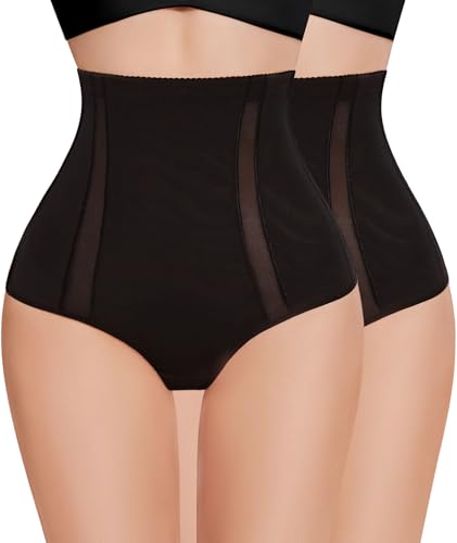 SIMIYA Shapewear Damen Bauchweg Unterhose, Miederhose Hoher Taille Figurformende Tanga Unterwäsche, Bauch Weg Bauchkontrolle Shaping Miederslip für Frauen(2 x Schwarz,3XL) von SIMIYA