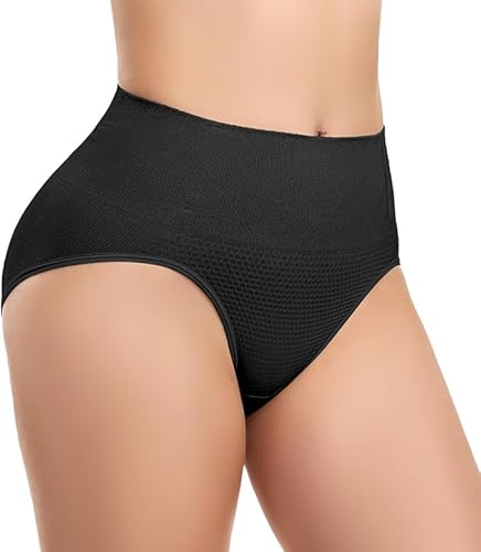 SIMIYA Shapewear Damen Bauchweg Unterhose Slips Bauchkontroll String Tanga Miederhose Hohe Taille Miederpants Elastisch Body Shaper Höschen Nahtlose Unterwäsche Formender(Schwarz, L) von SIMIYA