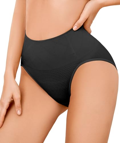 SIMIYA Shapewear Damen Bauchweg Unterhose Slips Bauchkontroll String Tanga Miederhose Hohe Taille Miederpants Elastisch Body Shaper Höschen Nahtlose Unterwäsche Formender(Schwarz, M) von SIMIYA