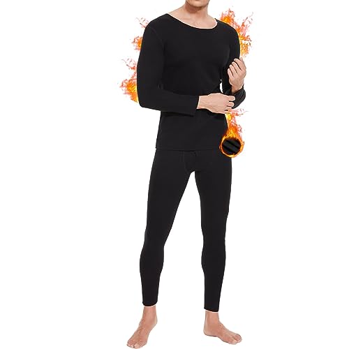 SIMIYA Thermounterwäsche Herren, Skiunterwäsche Herren Thermo Basisschicht, Funktionsunterwäsche Set, Fleece gefütterte warme Oberteile und Unterteile für den kalten Winter(Schwarz, L) von SIMIYA