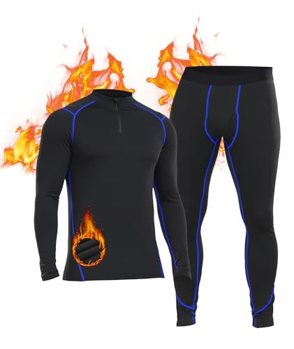SIMIYA Thermounterwäsche Herren Set, Funktionsunterwäsche Warme Herren mit Reißverschluss Flexibel Atmungsaktiv Skiunterwäsche Herren Winter mit Innenfleece für Lauf, Radfahren, Skifahren(Blau-1,L) SIMIYA Thermounterwäsche Herren Set, Funktionsunterwäsche Warme Herren mit Reißverschluss Flexibel Atmungsaktiv Skiunterwäsche Herren Winter mit Innenfleece für Lauf, Radfahren, Skifahren(Blau-1,L) von SIMIYA