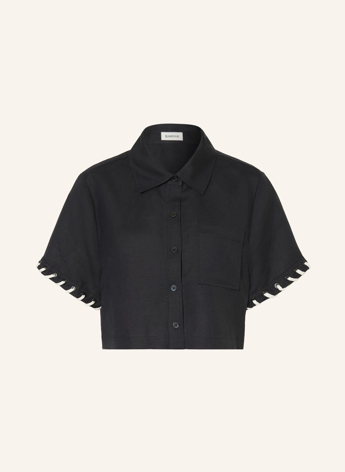 Simkhai Cropped-Hemdbluse Auggie Mit Leinen schwarz von SIMKHAI