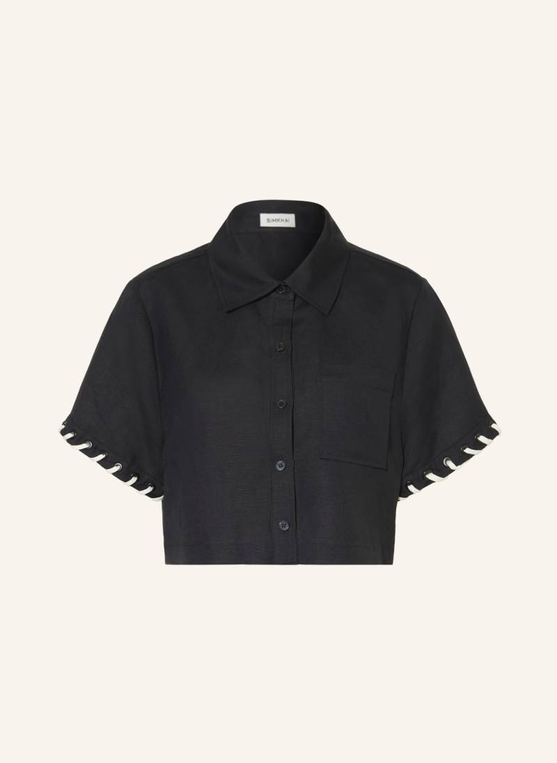 Simkhai Cropped-Hemdbluse Auggie Mit Leinen schwarz von SIMKHAI