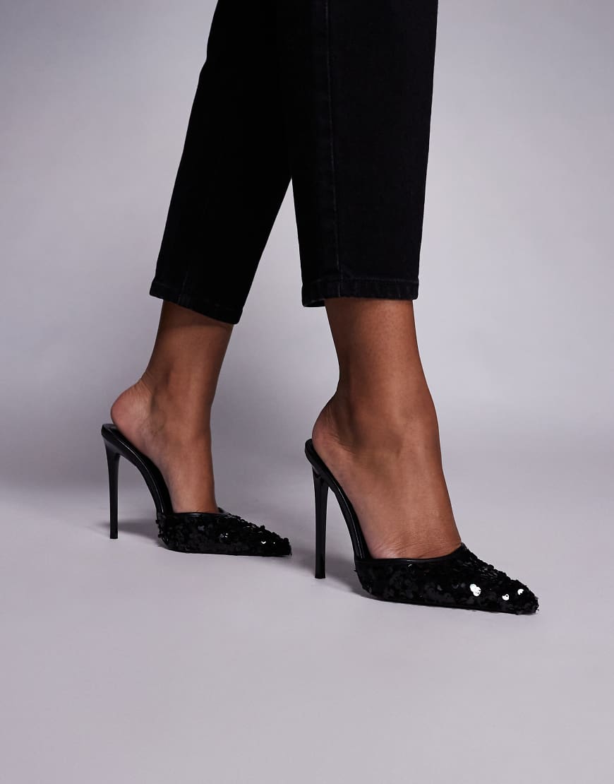SIMMI London - Agathia - Mules in Schwarz mit Absatz und Pailletten von SIMMI Shoes