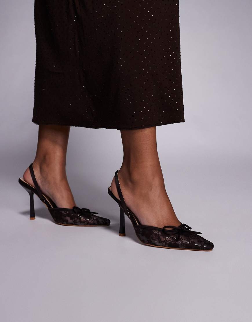 SIMMI London - Bebee - Schuhe aus brauner Spitze mit Absatz-Brown von SIMMI Shoes