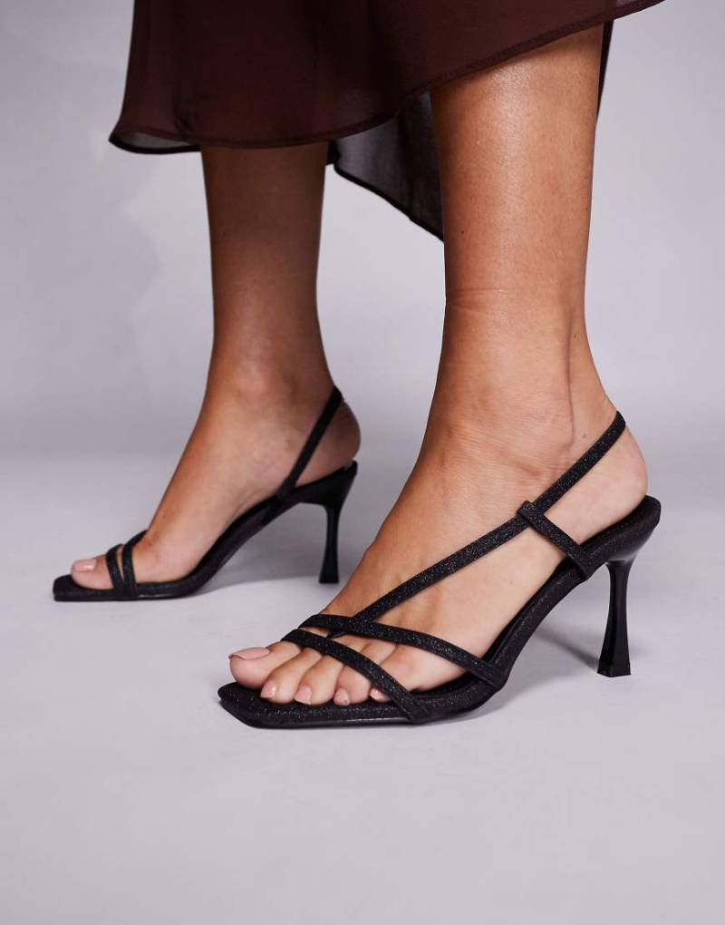 SIMMI London - Cushy - Sandaletten in Glitzer-Schwarz mit Absatz von SIMMI Shoes