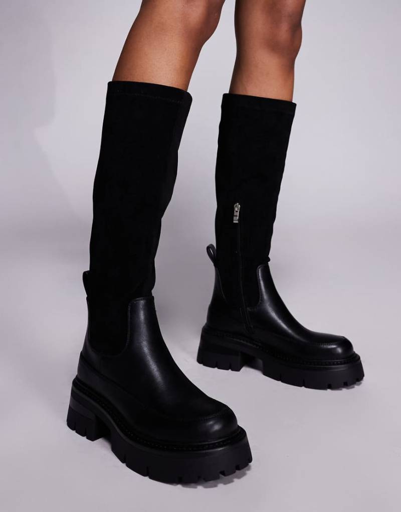Simmi London - Chorley - Kniehohe Stiefel in Schwarz mit dicker Sohle von SIMMI Shoes