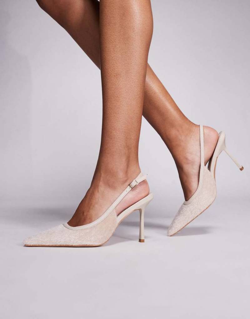 Simmi London - Exmoor - Spitze Schuhe aus Ponyfellimitat in Steinbeige mit Fersenriemen-Neutral von SIMMI Shoes