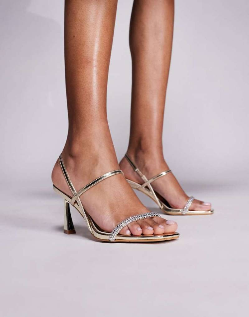 Simmi London - Gillespie - Sandaletten in verspiegeltem Gold mit hohem Absatz-Goldfarben von SIMMI Shoes