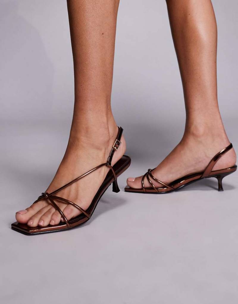 Simmi London - Haylee - Riemchen-Sandalen in Bronze mit Kitten-Absatz-Brown von SIMMI Shoes