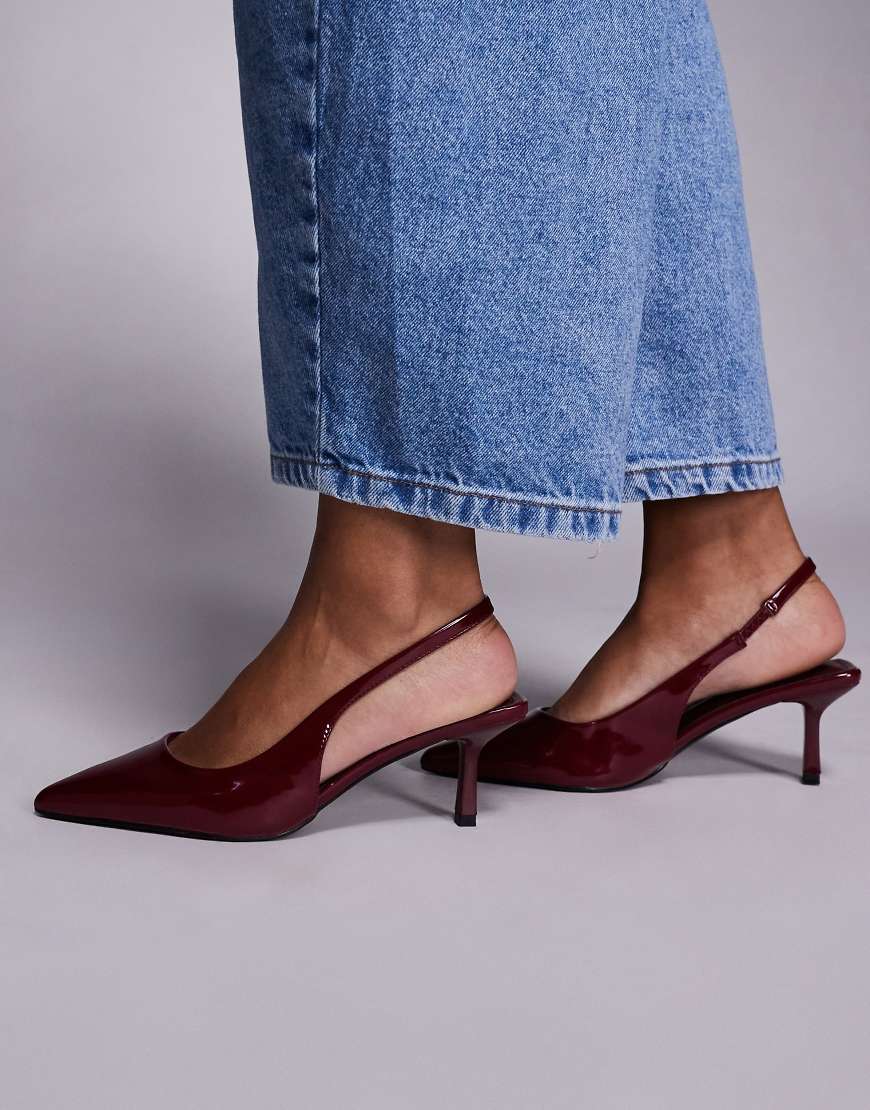 Simmi London - Laena - Schuhe in Burgunderrot mit Fersenriemen und Pfennigabsatz von SIMMI Shoes