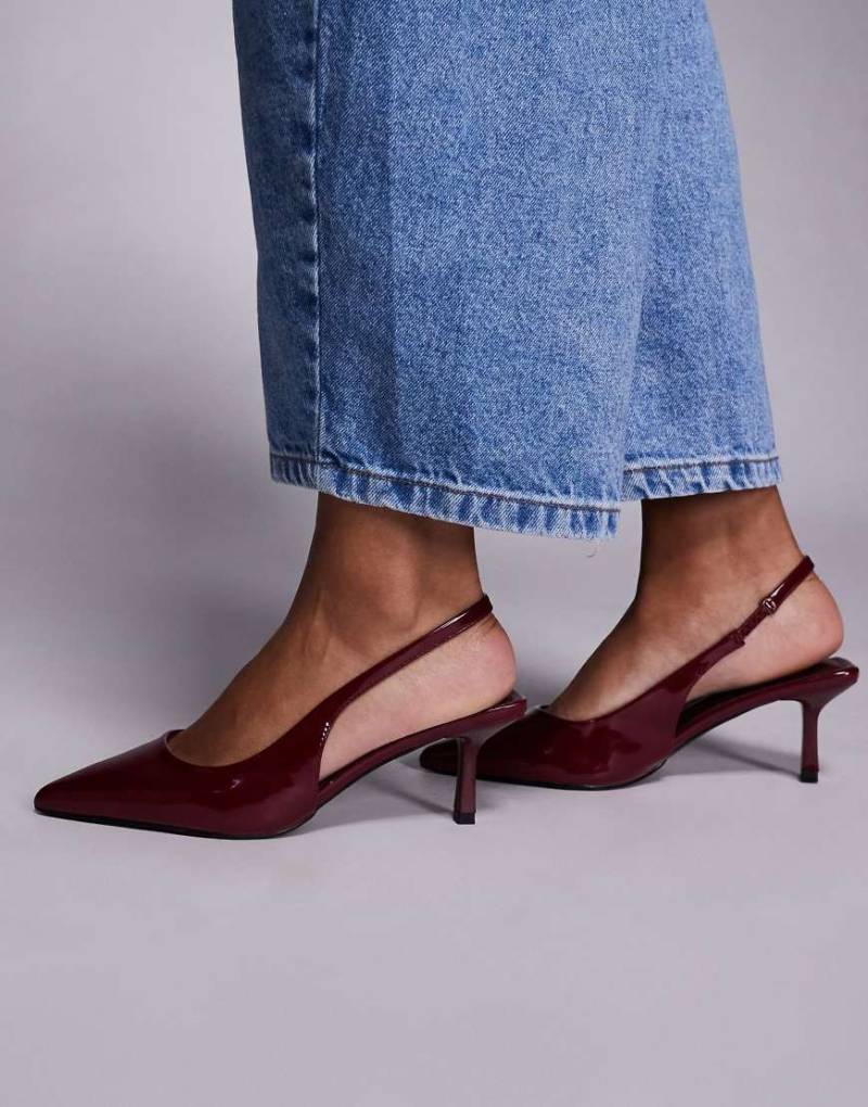 Simmi London - Laena - Schuhe in Burgunderrot mit Fersenriemen und Pfennigabsatz von SIMMI Shoes