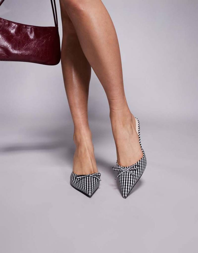 Simmi London - Lisa - Absatz-Mules mit schwarz-weißen Vichy-Karos von SIMMI Shoes