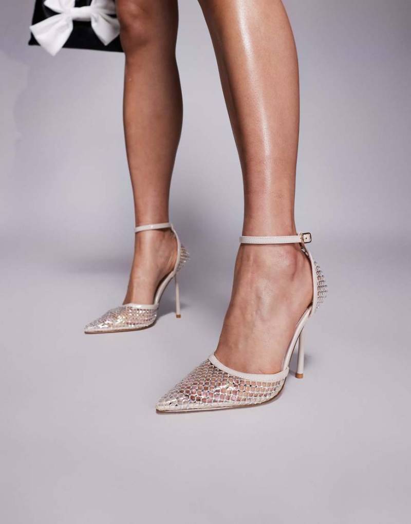 Simmi London - Mandisa - Absatzschuhe aus Netzstoff in Naturton mit Strassverzierung-Neutral von SIMMI Shoes