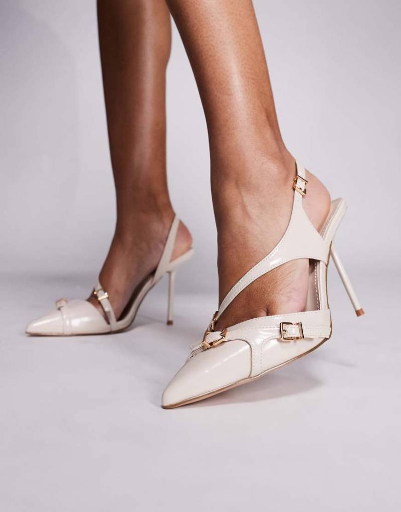 Simmi London - Vale - Spitze Schuhe in Steinbeige mit sehr hohem Absatz und Schnallen-Detail-Neutral von SIMMI Shoes