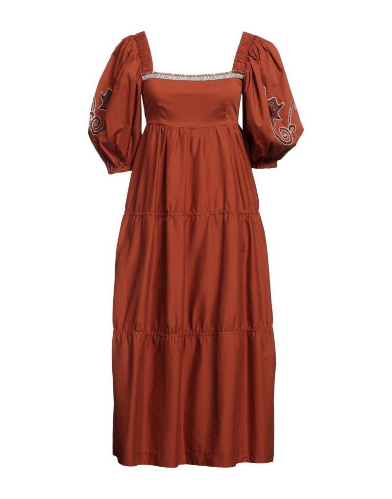 SIMONA CORSELLINI Midi-kleid Damen Lederfarben von SIMONA CORSELLINI