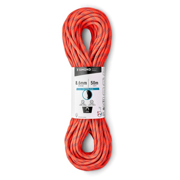 SIMOND - Rappel Rope 8.6 - Halbseil Gr 50 m rot von SIMOND