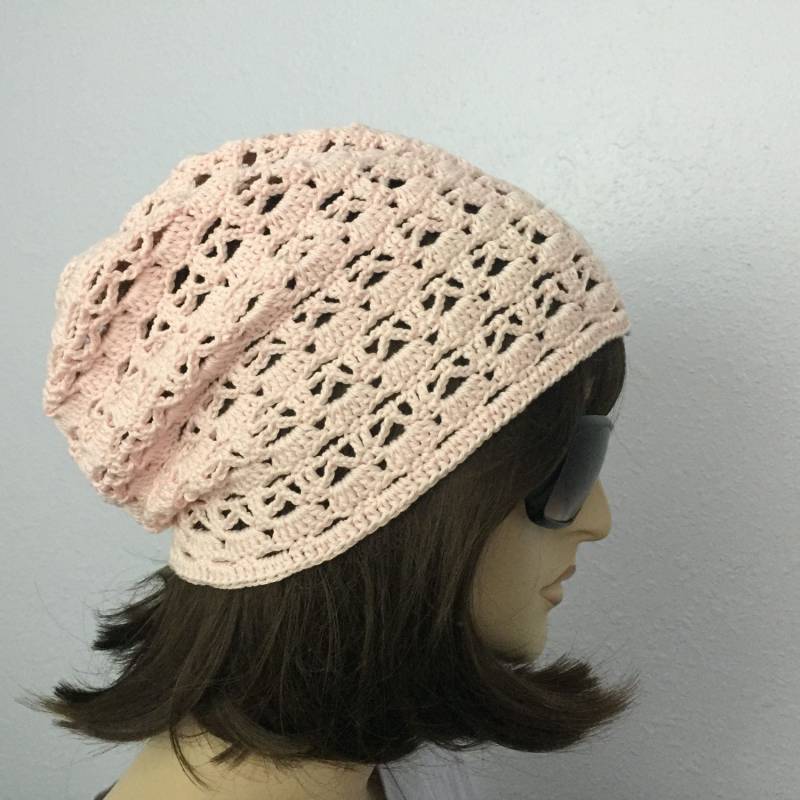 Damen Sommer Häkelhut Slouchy Beanie in Hell Rosa Frühling Hut Mode von SIMPATICOUS