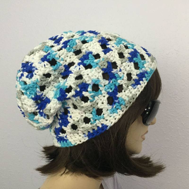 Damen Sommer Häkelmütze Slouchy Beanie in Farbwechsel Garn-Frauen-Frühlings-Hut-Sommer-Mode von SIMPATICOUS