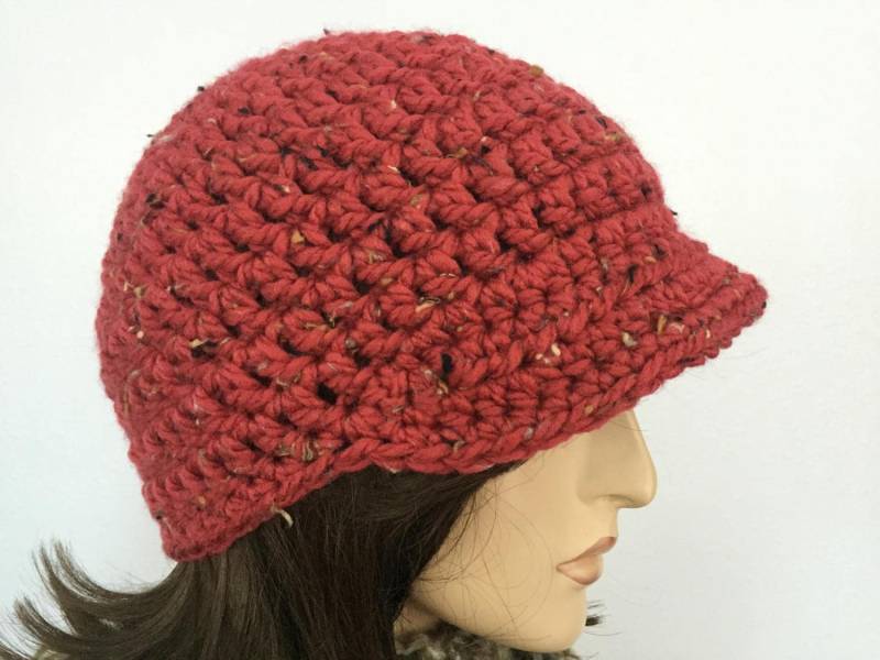 Frauen Häkeln Hut Mit Schirm Winter Red Hat Baseball-Hut Teen von SIMPATICOUS