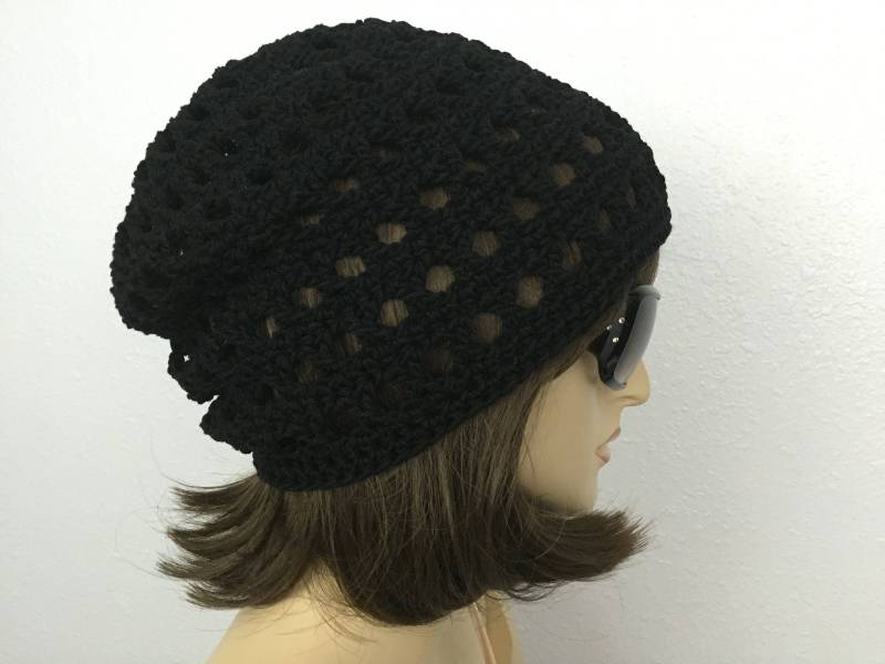 Frauen Häkeln Sommer-Hut-Frauen-Sommer-Slouchy Beanie in Der Schwarzen Baumwollgarn-Frauen-Frühlings-Hut von SIMPATICOUS