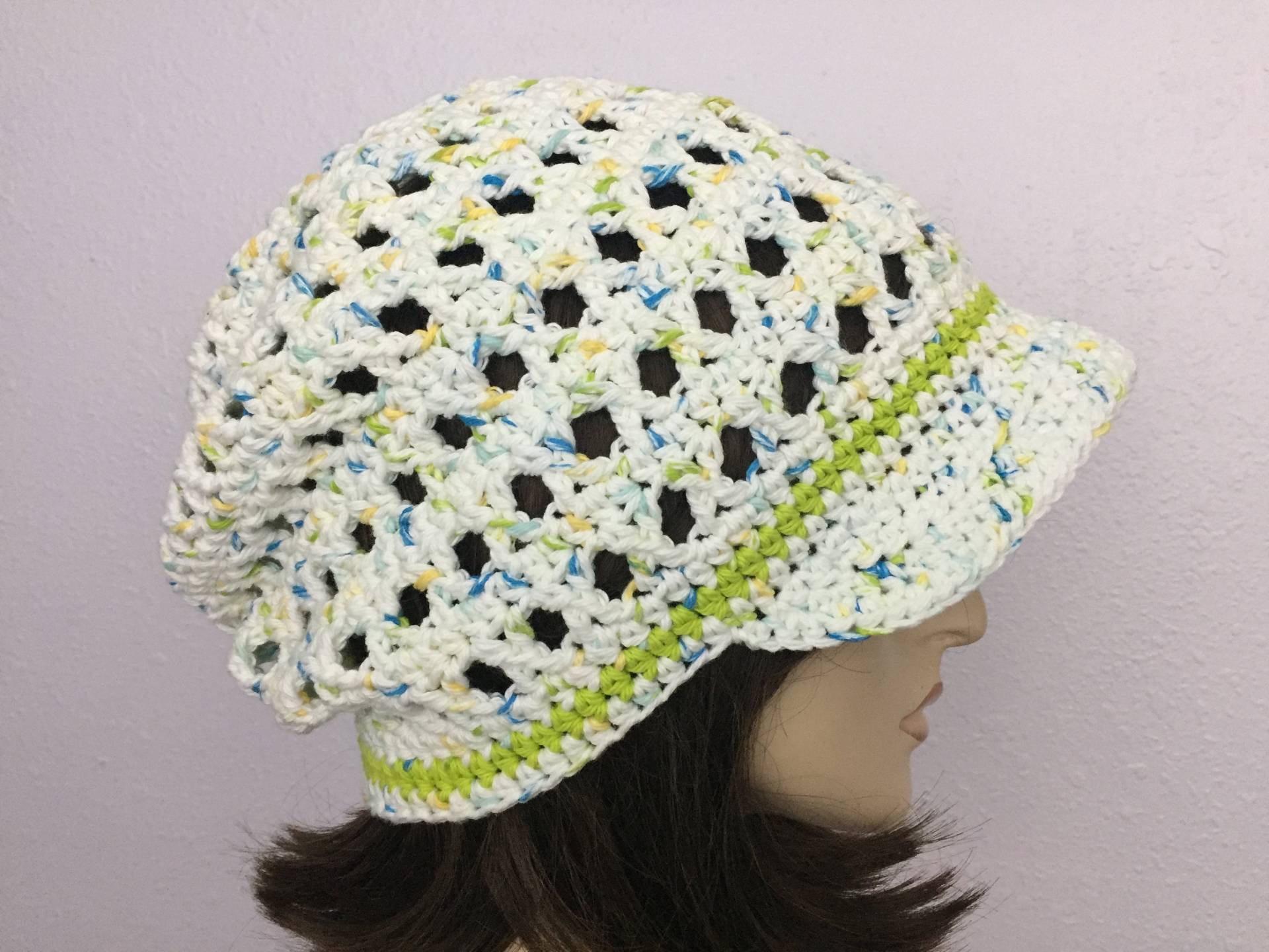 Frauen Häkeln Sommer Hut Mit Visier Frauen-Sommer Slouchy Beanie in Baumwollgarn Frühling Sommer-Mode von SIMPATICOUS