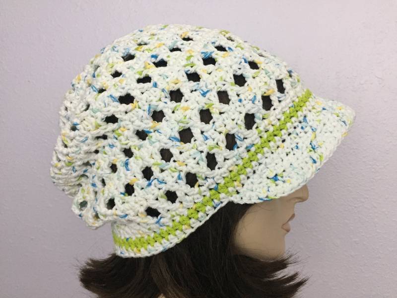 Frauen Häkeln Sommer Hut Mit Visier Frauen-Sommer Slouchy Beanie in Baumwollgarn Frühling Sommer-Mode von SIMPATICOUS