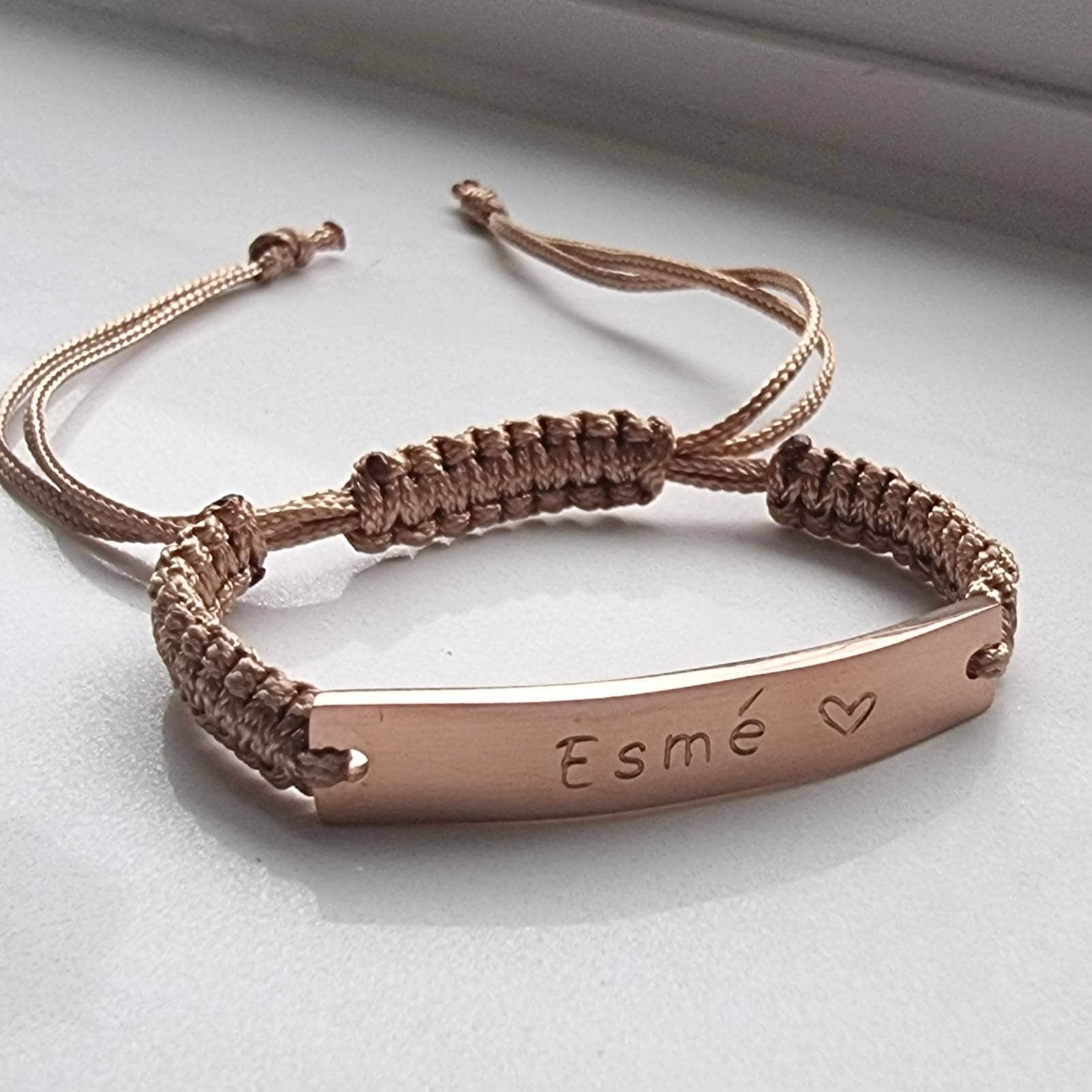 Namensarmband, Rosegold Edelstahl Armband, Freundschaftsarmband, Geburtstagsgeschenk, Geschenk Für Sie, Ihn, Wachskordel Namensarmband, Rosegold Edelstahl Armband, Freundschaftsarmband, Geburtstagsgeschenk, Geschenk Für Sie, Ihn, Wachskordel von SIMPLEandSMALL