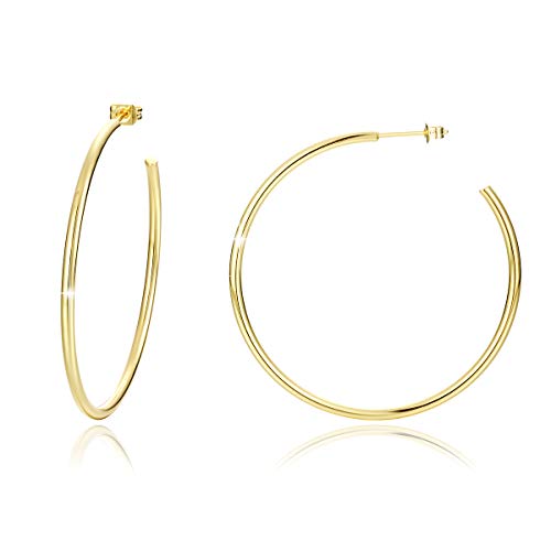 SIMPLGIRL Große Gold Hoop Creolen Ohrringe für Damen Frauen Mädchen 18K Gold Hoop Huggie Ohrringe Empfindliche Ohren Mode Runde Kreis Hypoallergene OOTD Ohrringe 50MM von SIMPLGIRL