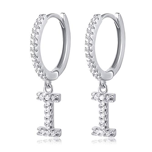 SIMPLGIRL I Initial Hoop Huggie Creolen für Frauen 14 Karat Weißgold vergoldet Zirkonia Personalisierte 26 Buchstaben Huggie Ohrringe Geschenk für Sie von SIMPLGIRL