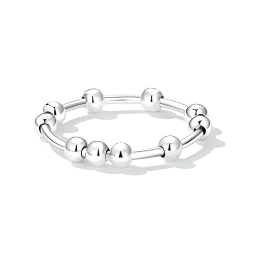 SIMPLGIRL Anti-Stress-Ring, Sterling-Silber 925, für Frauen, Herren, Mädchen, Angst, Spinner, Fidget Knuckle, Anti-Angst-Ringe, Taille 6, Silber von SIMPLGIRL