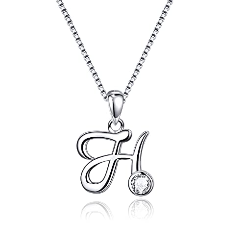 SIMPLGIRL Buchstabe Halskette Kette 925 Sterling Silber Zirkonia Initialen Alphabet H Brief Halsketten für Damen Mädchen von SIMPLGIRL