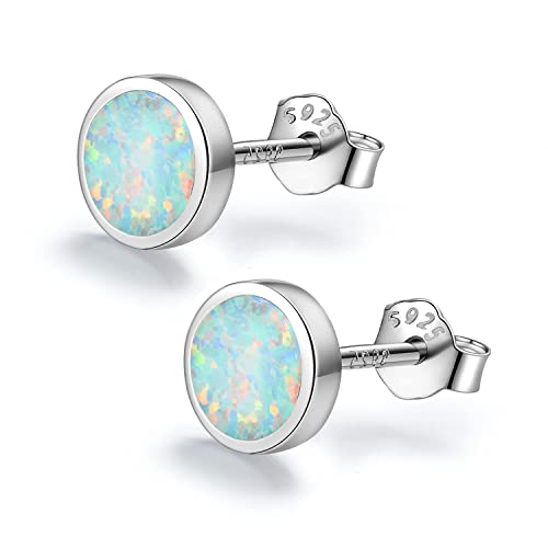 Weiße Opal Ohrstecker für Frauen, 925 Sterling Silber Mode Geschenk Schmuck mit Box Hypoallergene Silber Ohrringe Damen Mädchen Tochter Geschenke zum Geburtstag von SIMPLGIRL