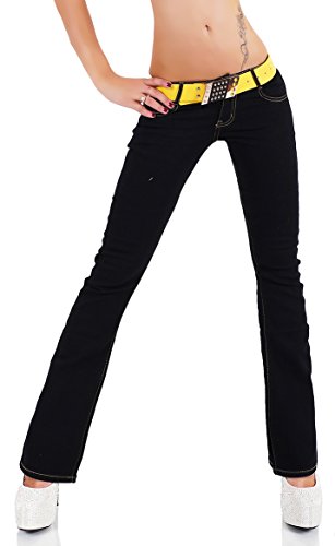 SIMPLY CHIC Damen Jeans Bootcut Stretch Schwarz Größen 37 38 40 40, Schwarz , 34 von SIMPLY CHIC