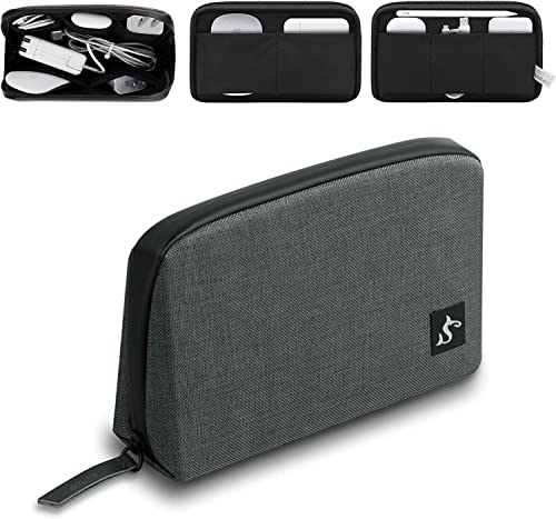 SIMTOP Kabel Organizer Tasche klein, Wasserdicht kabelorganizer Elektronische Tasche Organizer unterwegs für USB ladekabel Mouse Ladegerät Zubehör Powerbank Storage Cable Bag Grau von SIMTOP