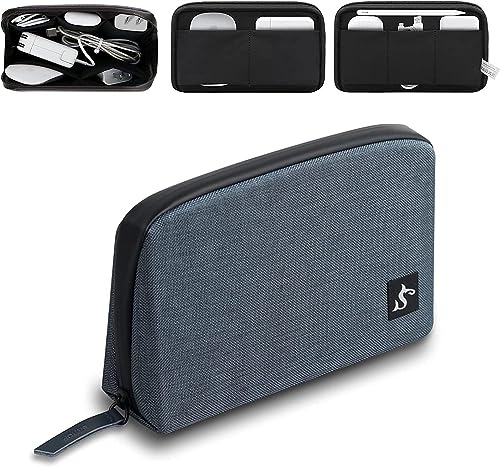 SIMTOP Kabel Organizer Tasche klein,Wasserdicht kabelorganizer Reisen Elektronische Organizer unterwegs für USB Ladegerät Zubehör Storage Cable Bag für Reise Camping Blau Small von SIMTOP