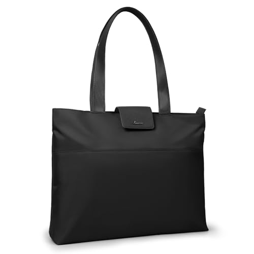 SIMTOP Shopper Tasche Damen Groß mit Reißverschluss 16,2 Zoll Laptop Handtasche Polyester Tote bag Henkeltaschen für uni Sporttasche Schule Strandtasche Shopping Arbeitstasche Reisen,Schwarz von SIMTOP