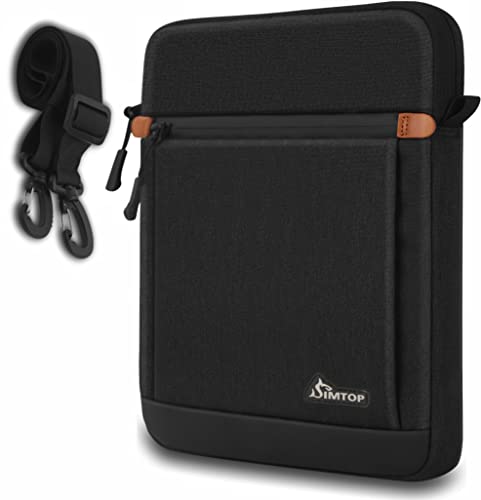 SIMTOP Tablet Tasche 12.9 Zoll,Tragetasche mit Kompatibel ipad pro 12.9 Ipad air 2023 Ipad 9 Generation Herren Taschen umhängetasche Hülle Made of Polyester,Schultergurt Tablet Tragetasche Schwarz von SIMTOP