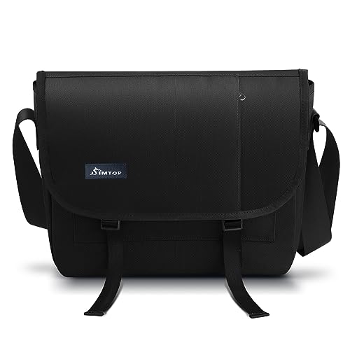 SIMTOP Tablet Tasche Umhängetasche Herren Studententasche Bag Tasche Messenger Bag mit Gepolstertem Schultasche für Arbeit,Schule,Business Outdoor Büro Uni Reise Schwarz von SIMTOP