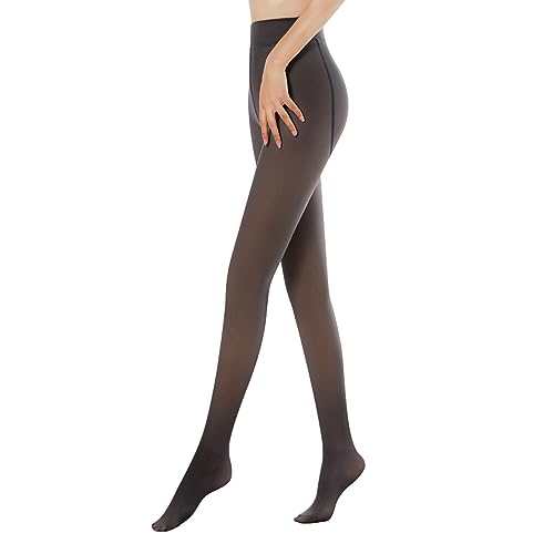 SIMYJOY Strumpfhose Damen Thermostrumpfhosen Leggings Fake Durchscheinende Wärme Verdickte Fleece Pantyhose, Schwarzer Voller Fuß-230G von SIMYJOY