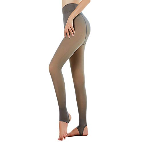 SIMYJOY Strumpfhose Damen Thermostrumpfhosen Leggings Fake Durchscheinende Wärme Verdickte Fleece Pantyhose, Brauner Halber Fuß-230G von SIMYJOY