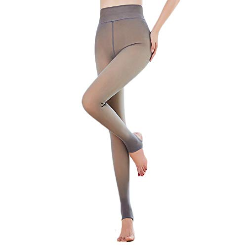 SIMYJOY Strumpfhose Damen Thermostrumpfhosen Leggings Fake Durchscheinende Wärme Verdickte Fleece Pantyhose, Grau Halber Fuß-230G von SIMYJOY