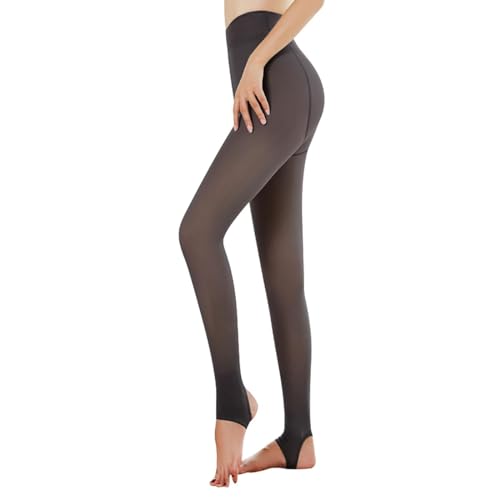 SIMYJOY Strumpfhose Damen Thermostrumpfhosen Leggings Fake Durchscheinende Wärme Verdickte Fleece Pantyhose, Schwarzer Halber Fuß-230G von SIMYJOY