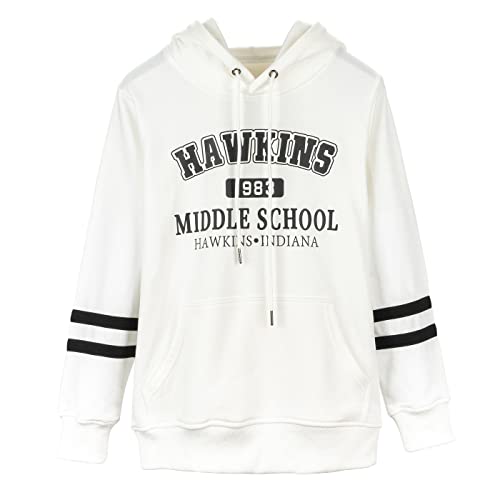 SIMYJOY Unisex Hawkins Middle School Hoodie Hawkins Indiana Sweatshirt Gestreifte Langarm Pullover Street Fashion von SIMYJOY