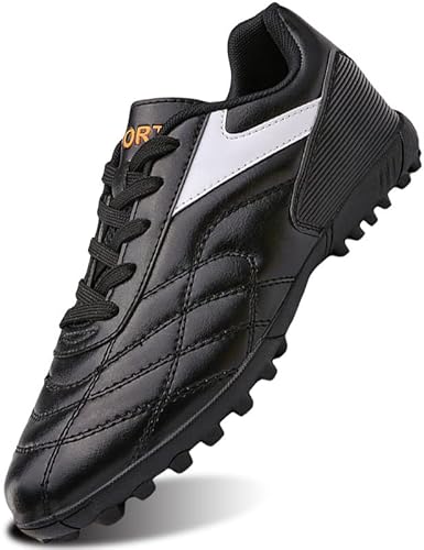 SIN0ES C861300 Fussballschuhe Kinder Fußballschuhe Jungen Low Top Professional Athletics Trainingsschuhe Outdoor Sportschuhe Teens Schwarz Weiß Gr.32 von SIN0ES