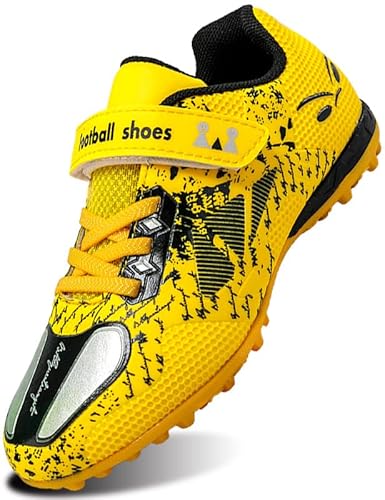 SIN0ES S22033 Fußballschuhe Herren Professionelle Spikes Cleats Athletics Jugendliche Trainingsschuhe Outdoor Sport Football Schuh Gelb Gr.39 von SIN0ES