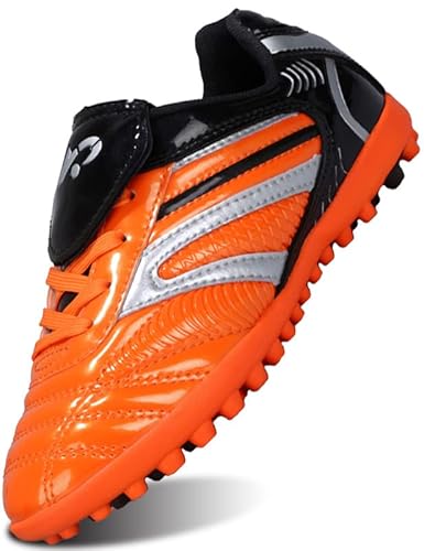 SIN0ES S26008 Fußballschuhe Herren High Top Spikes Cleats Athletics Jugendliche Trainingsschuhe Für Kinder Trainingsschuhe Männer Orange Schwarz Gr.31 von SIN0ES