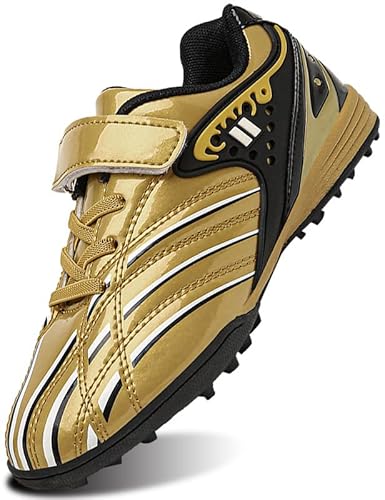 SIN0ES S302600 Fußballschuhe Herren High Top Spike Cleats Outdoor Athletics Fußballschuhe Kinder Professionelle Trainingsschuhe Sport Gold Gr.35 von SIN0ES