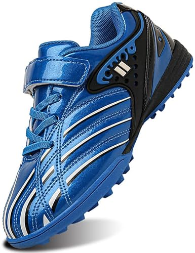 SIN0ES S302600 High-Top Fußballschuhe für Jungen Fußballschuhe mit Stollen Atmungsaktive Fußballschuhe Teenager Blau Gr.31 von SIN0ES